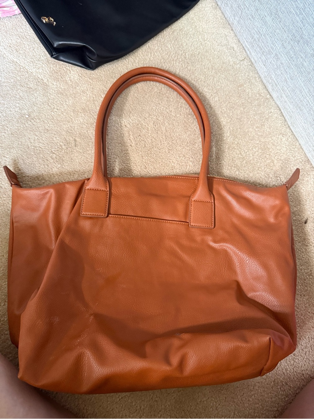 Universal Thread Large Leather Tote in Cognac Brown